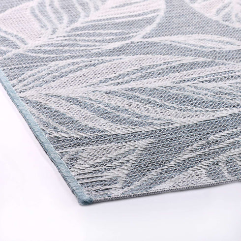 Outdoor Teppich | Für Drinnen und Draußen | UV-Beständig | Sisal ähnlich | Blau Rund